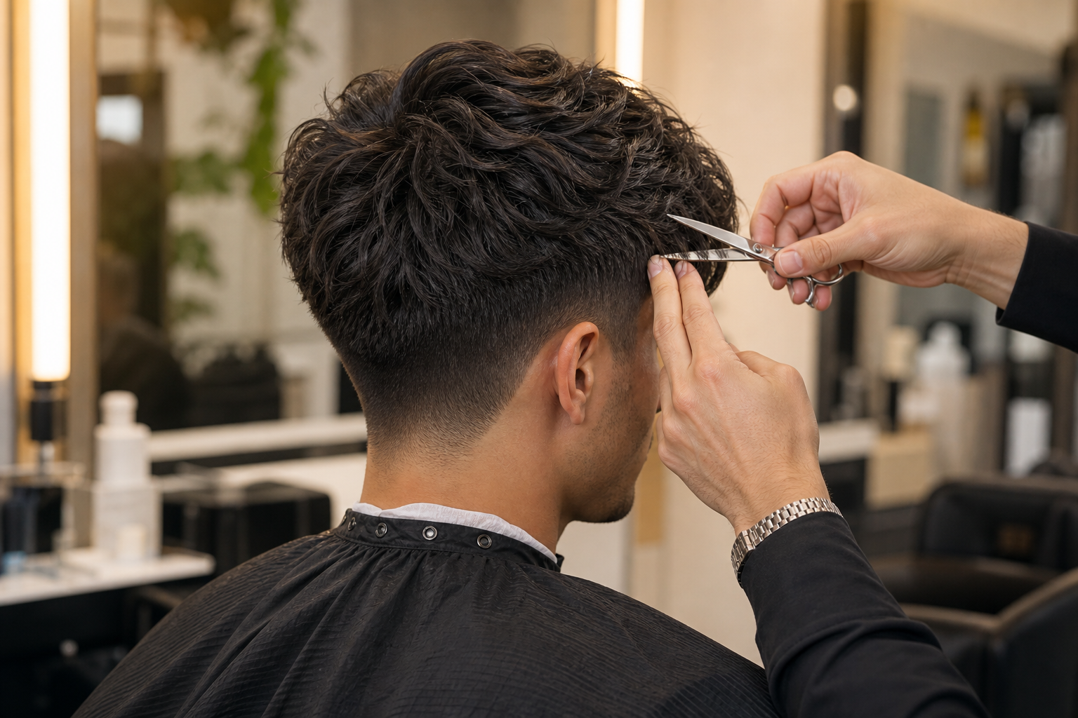 Modern men's haircut in a salon